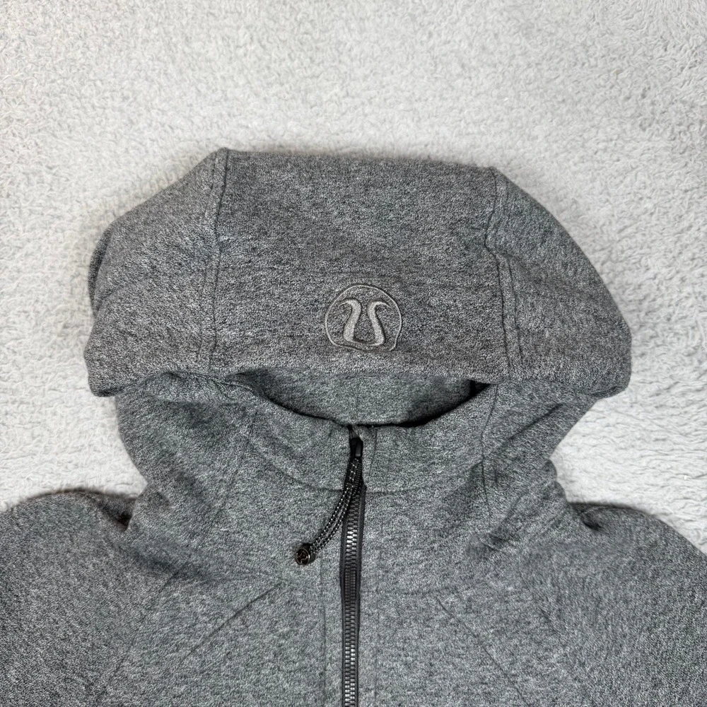 Lululemon Scuba Hoodie Full Zip Heathered Grey Size 8 Thumbholes W4250S